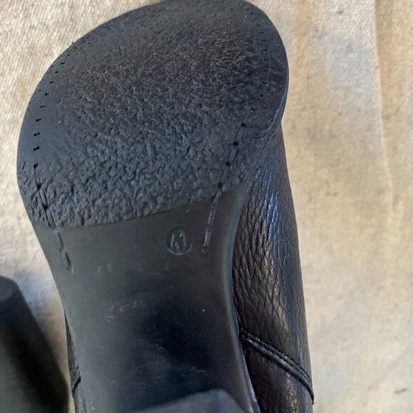 United Colors Of Benetton Black Leather Heeled Knee Hight Boots Sz 9-9.5 - Picture 12 of 15